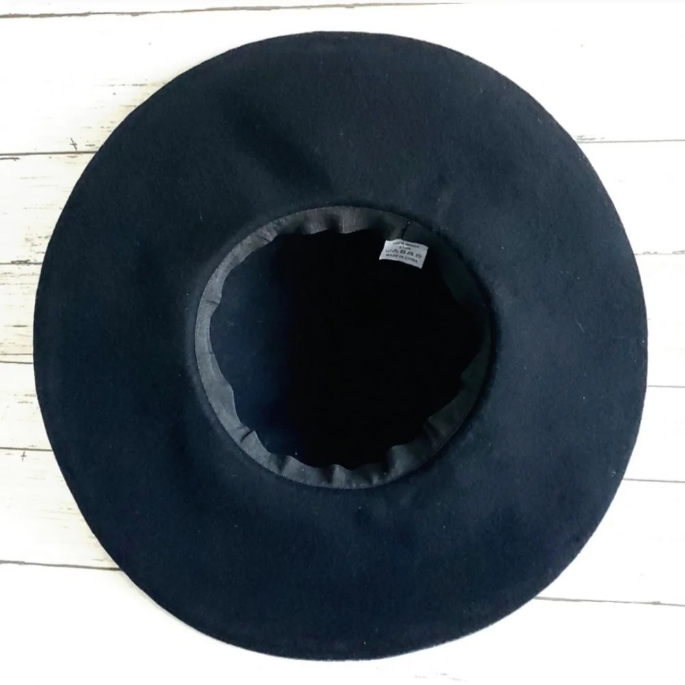 100% Wool Boho Black Floppy Felt Hat 57cm